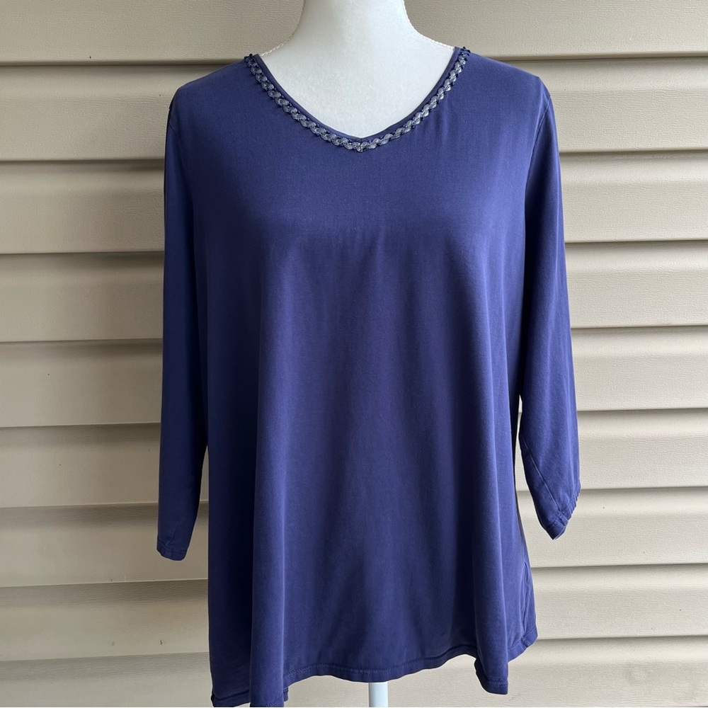 •Coldwater Creek• Supima Cotton Rick-Rack Trim Top - Size 3X